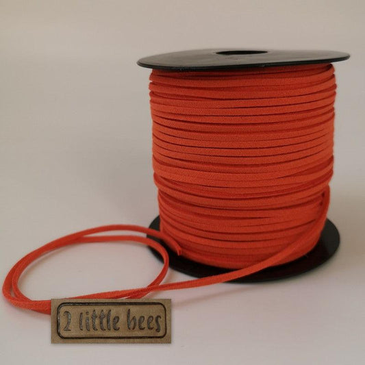 Flat Faux Suede Leather String. Orange - 2 little bees