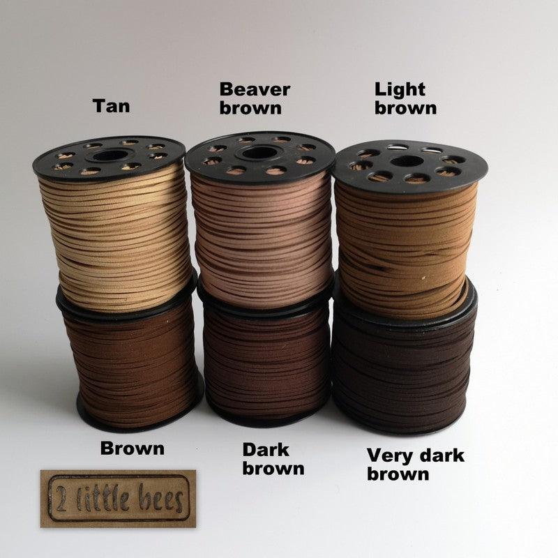 Flat Faux Suede Leather String. Tan - 2 little bees