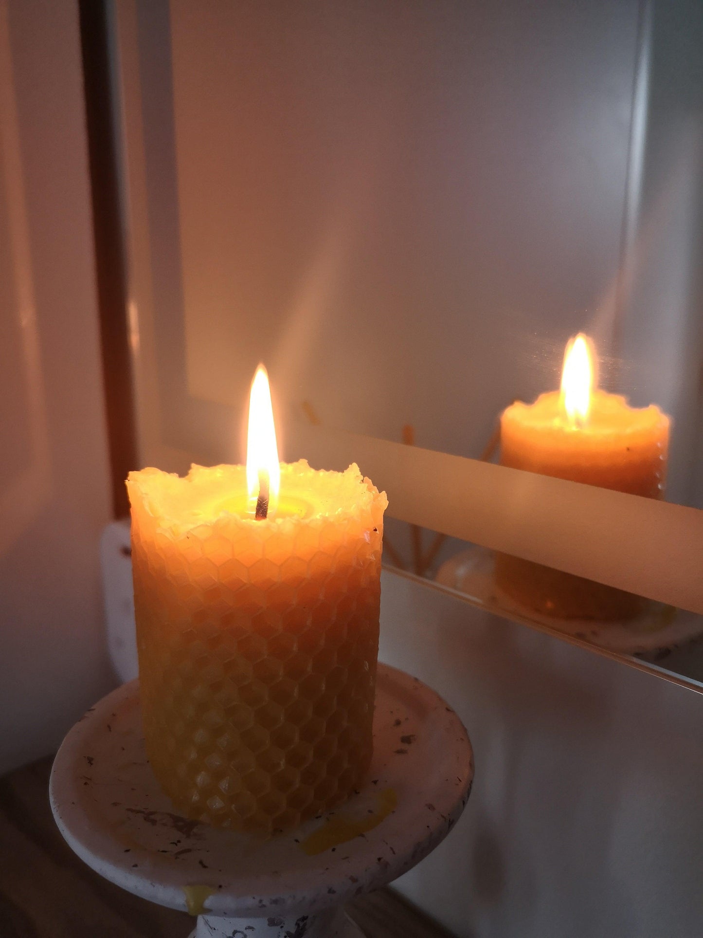 10cm +13cm Large Beeswax Candles by 2 little bees