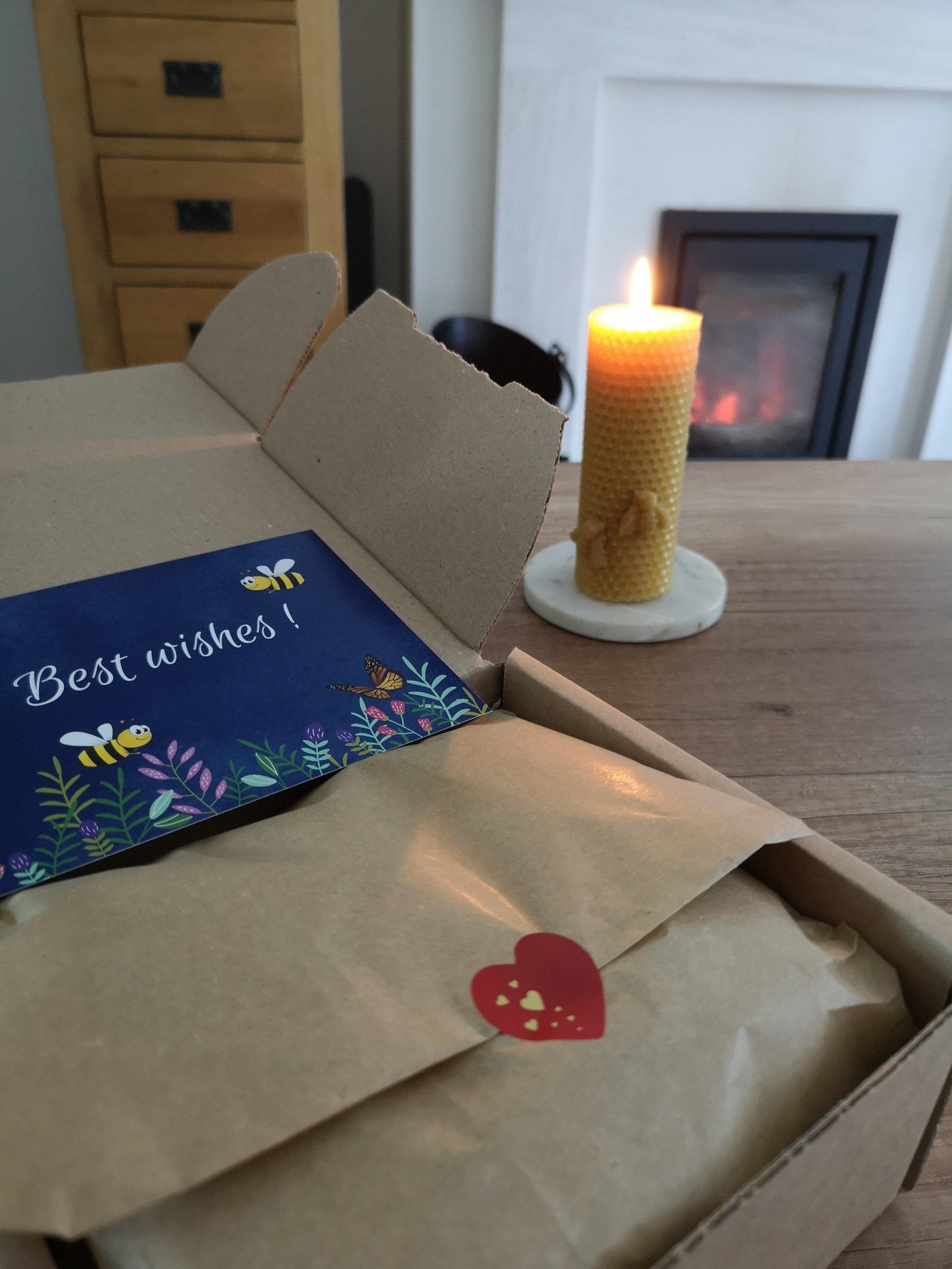 10cm +13cm Large Beeswax Candles by 2 little bees
