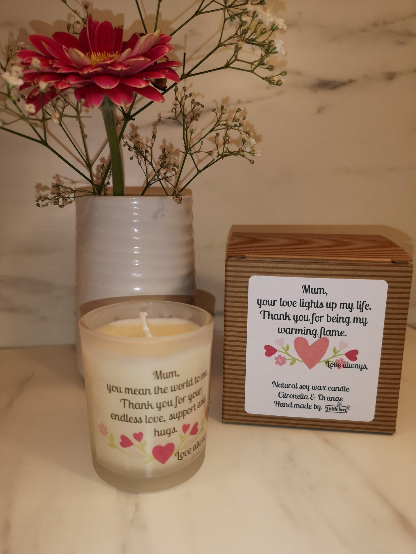 Soy wax candle. Mum, your mean the world