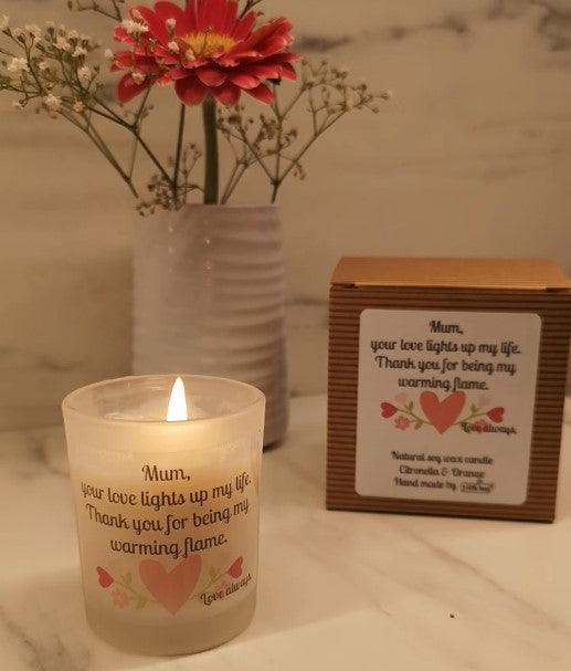 Soy wax candle. Mum, your love