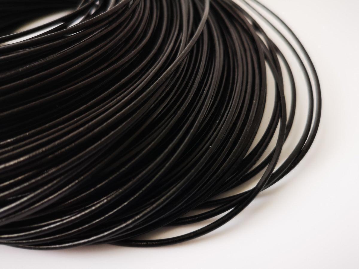 Black Real Leather Round Cord. 1mm, 1.5mm, 2mm, 3mm, 4mm - 2 little bees