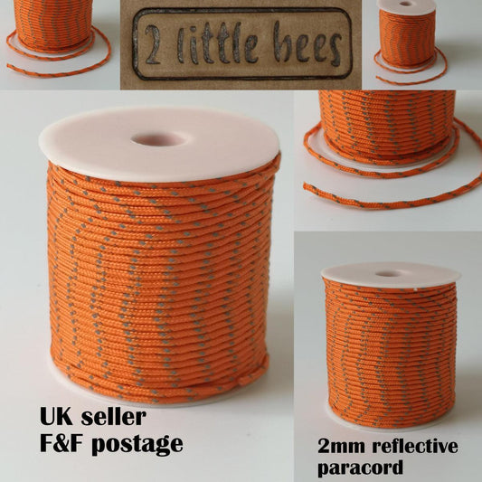 2mm strong orange paracord rope with reflective lines