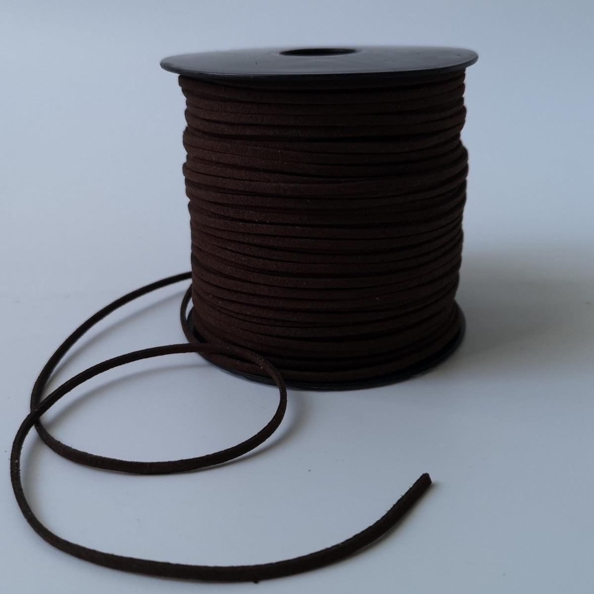 Flat Faux Suede Leather String. Dark brown - 2 little bees