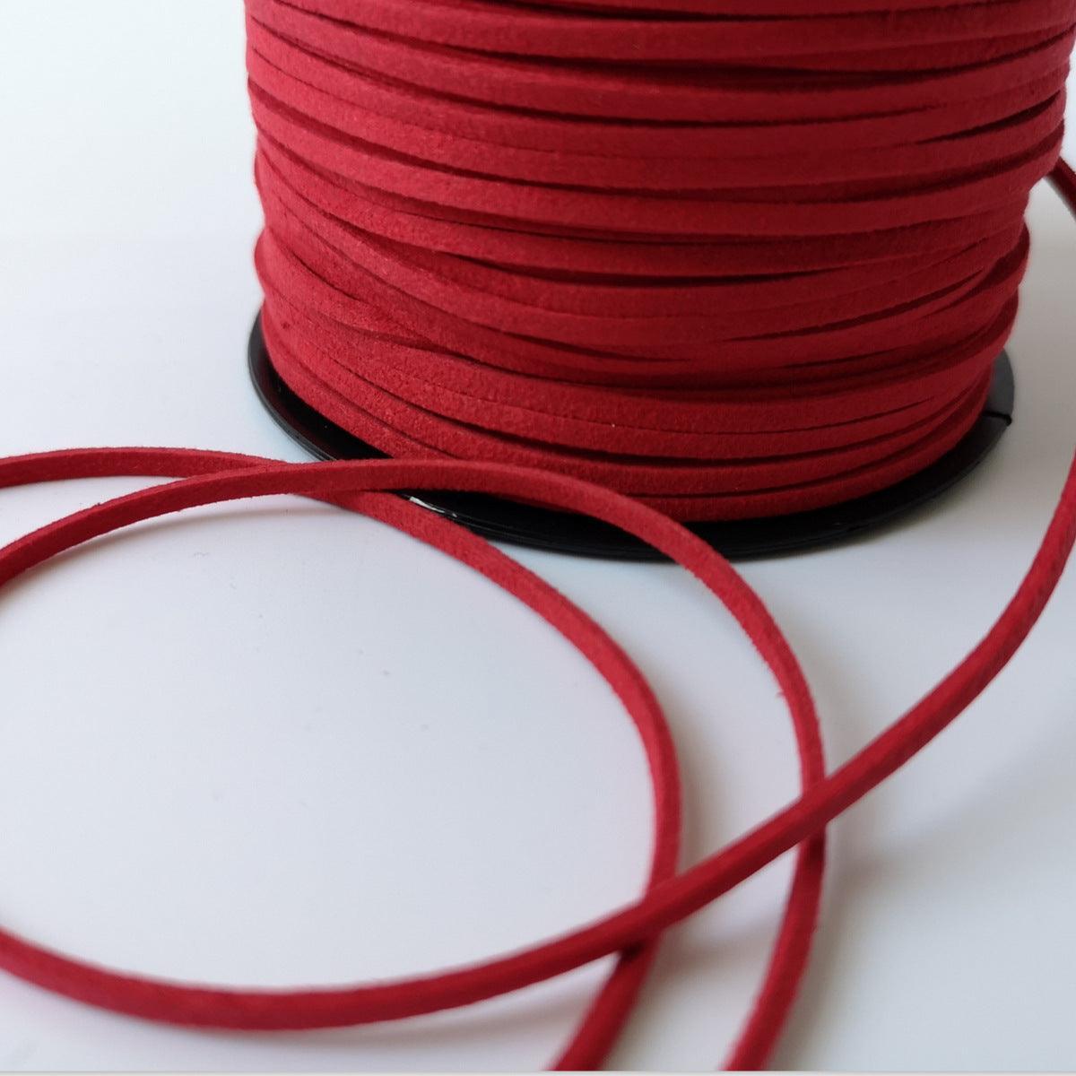 Flat Faux Suede Leather String. Red - 2 little bees