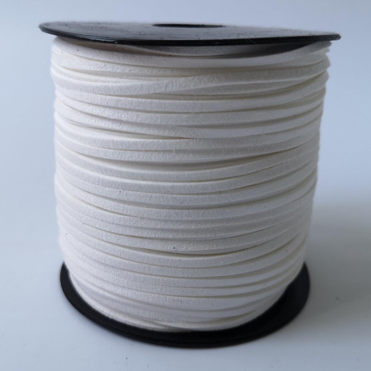 Flat Faux Suede Leather String. White - 2 little bees
