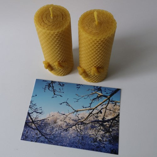 2x 13cm Large Beeswax Candles. Christmas - 2 little bees