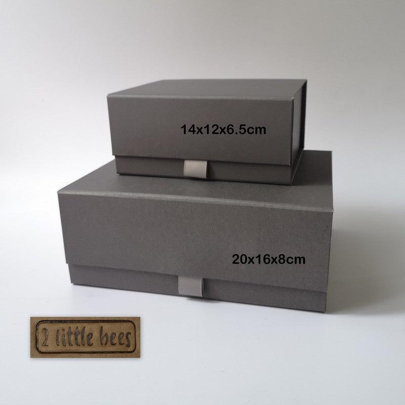 Grey magnetic gift boxes. Small & Medium. - 2 little bees