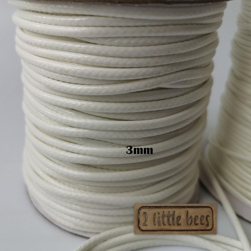 Waxed Polyester Cord. White - 2 little bees