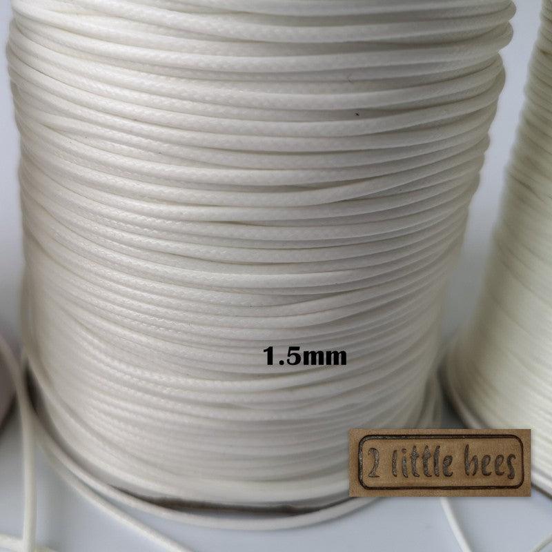 Waxed Polyester Cord. White - 2 little bees