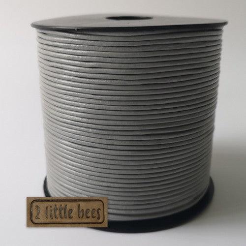 Grey Real Leather Round Cord. 1mm, 2mm - 2 little bees