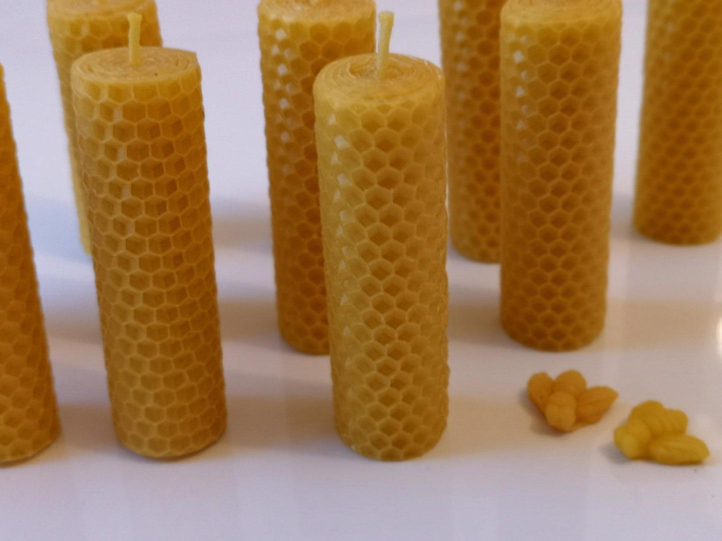 Rolled Beeswax Candles - 2 little bees