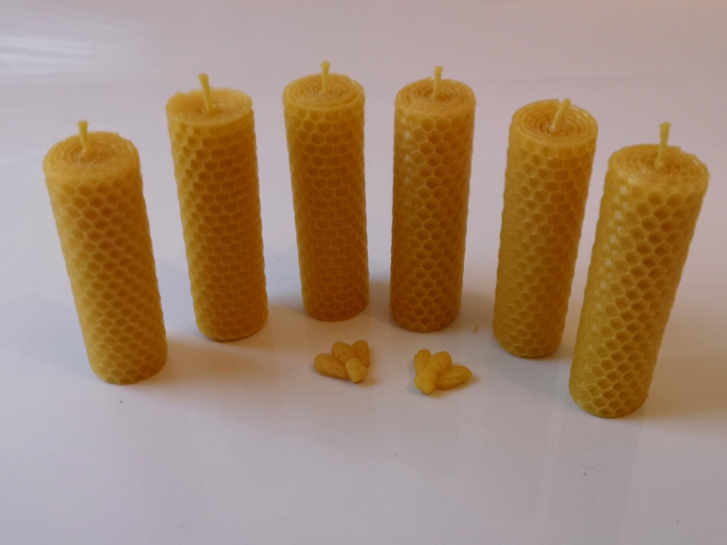 Rolled Beeswax Candles - 2 little bees