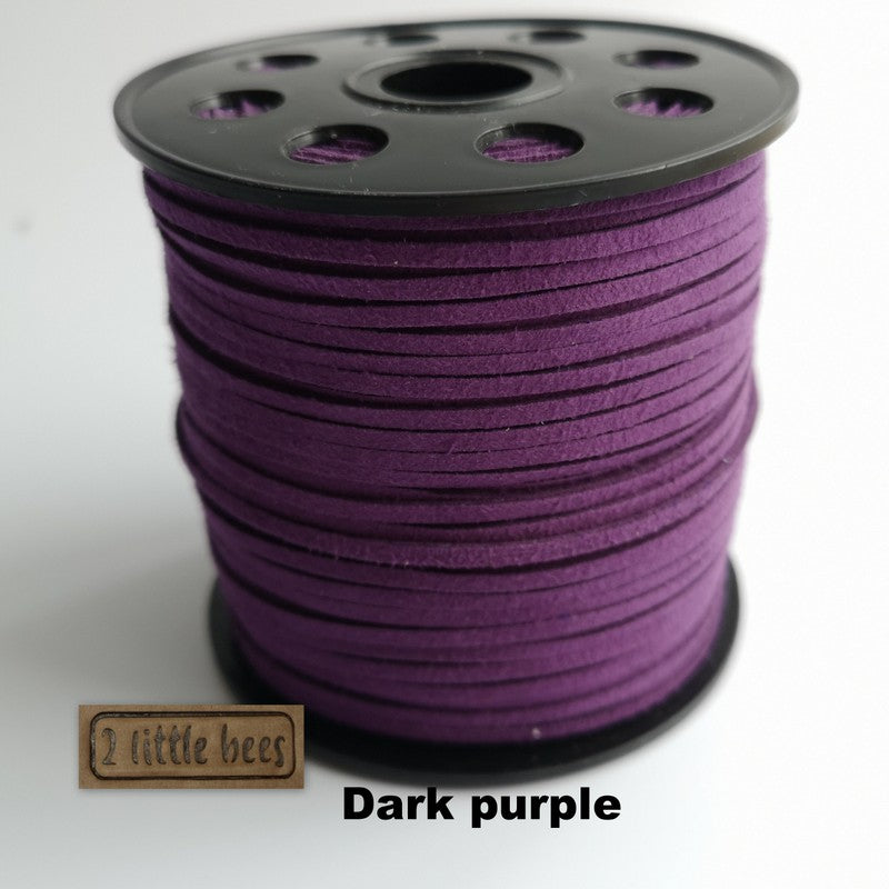 Flat Faux Suede Leather String. Dark Purple - 2 little bees