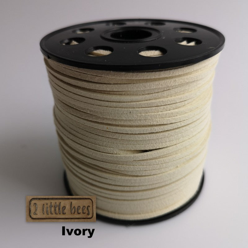 Ivory flat faux suede leather cord