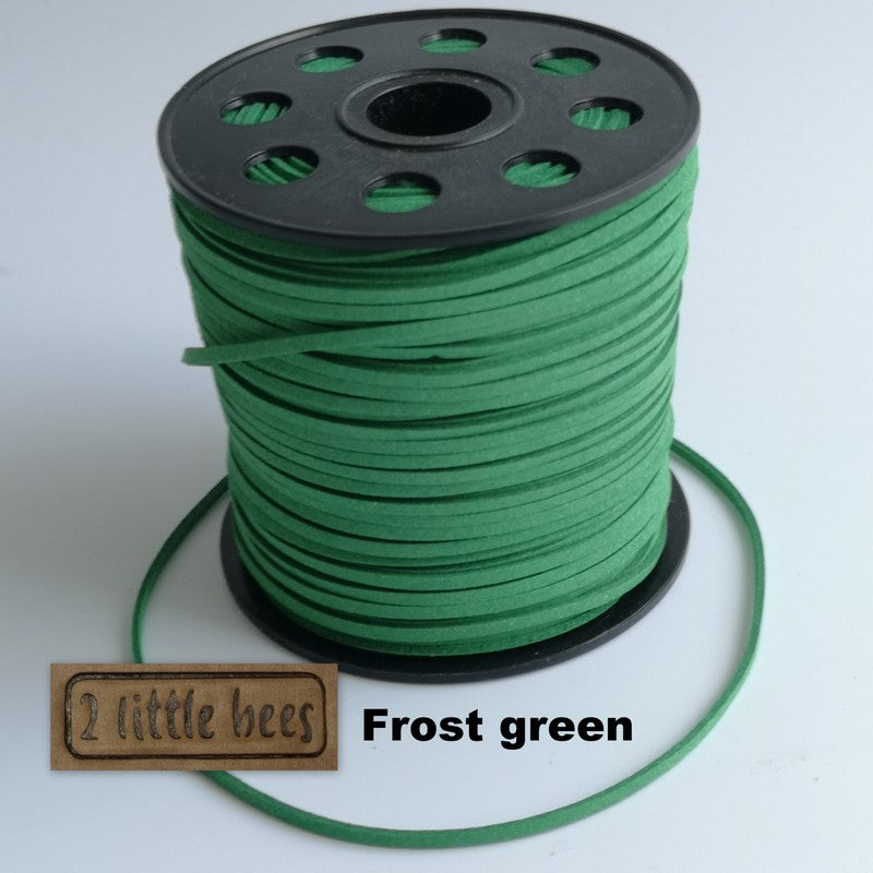 Flat Faux Suede Leather String. Frost green - 2 little bees