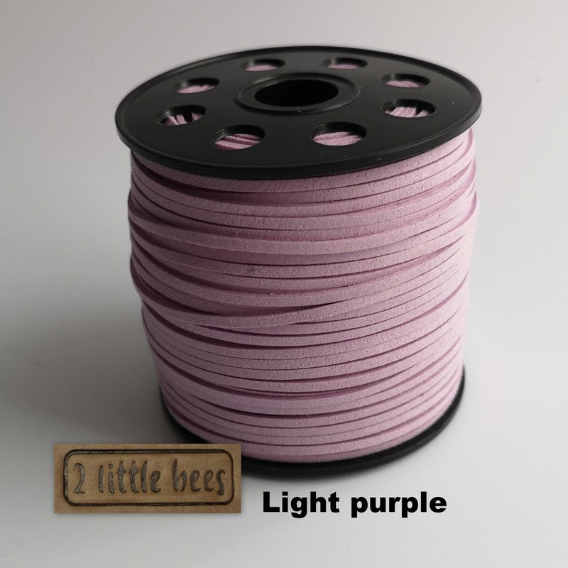 Flat Faux Suede Leather String. Light Purple - 2 little bees