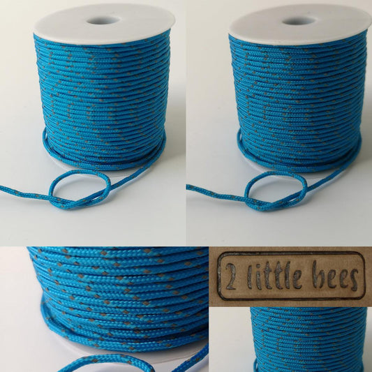 2mm strong blue paracord rope with reflective lines