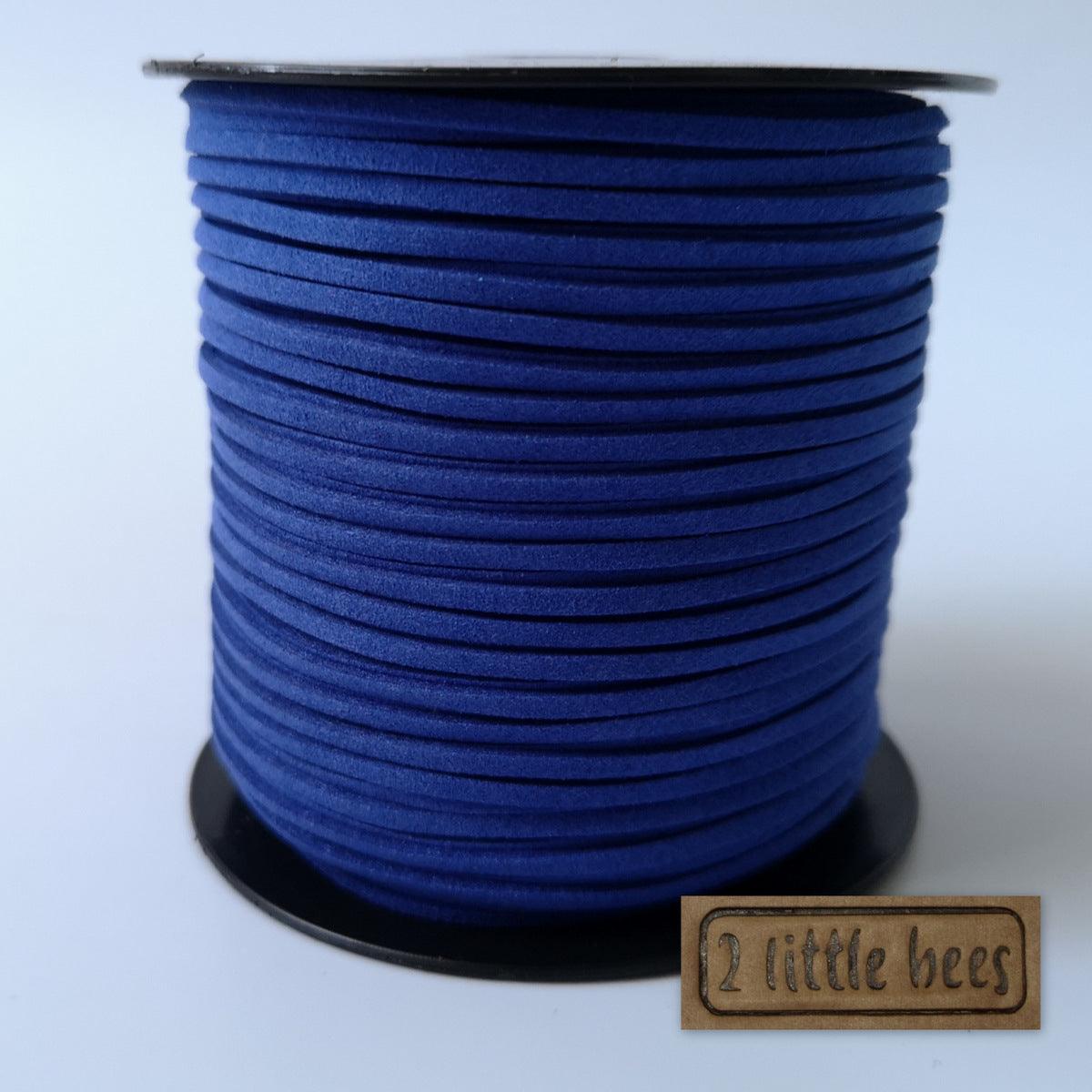 Flat Faux Suede Leather String. Blue - 2 little bees