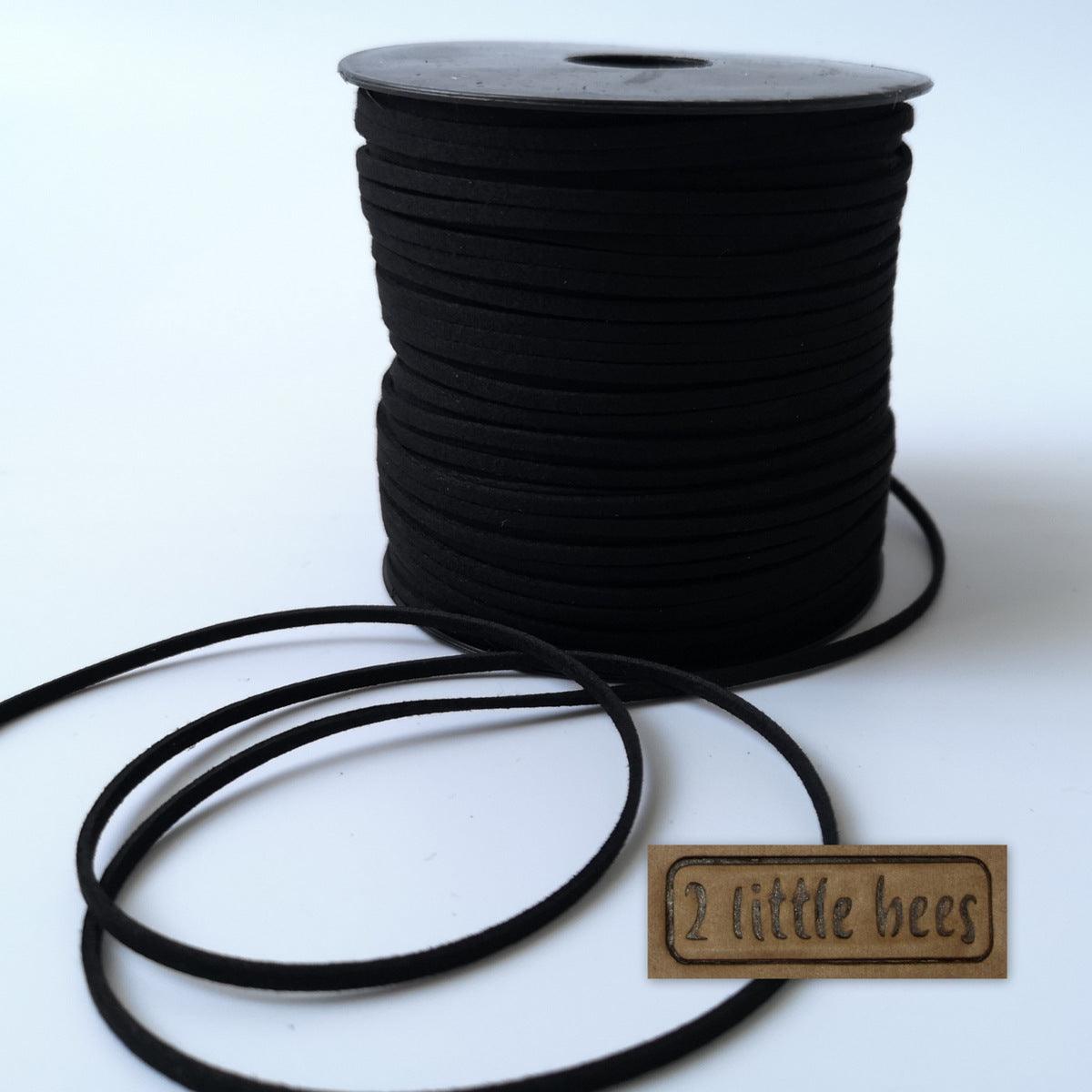 3mm black flat leather cord