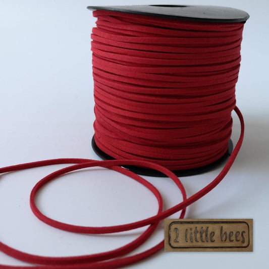 3mm red flat suede leather cord