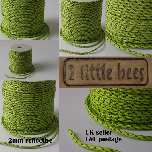 2mm strong green paracord rope with reflective lines