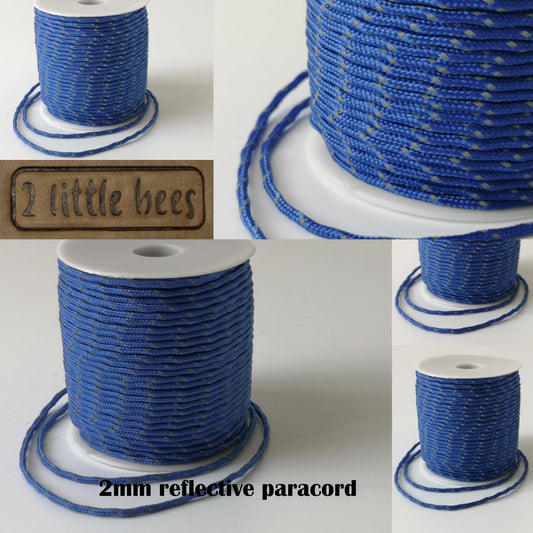 2mm strong blue paracord rope with reflective lines