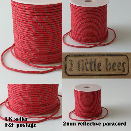 2mm strong red paracord rope with reflective lines
