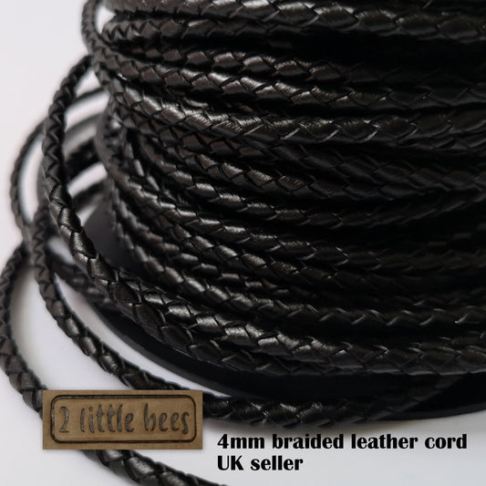 Black braided leather cord