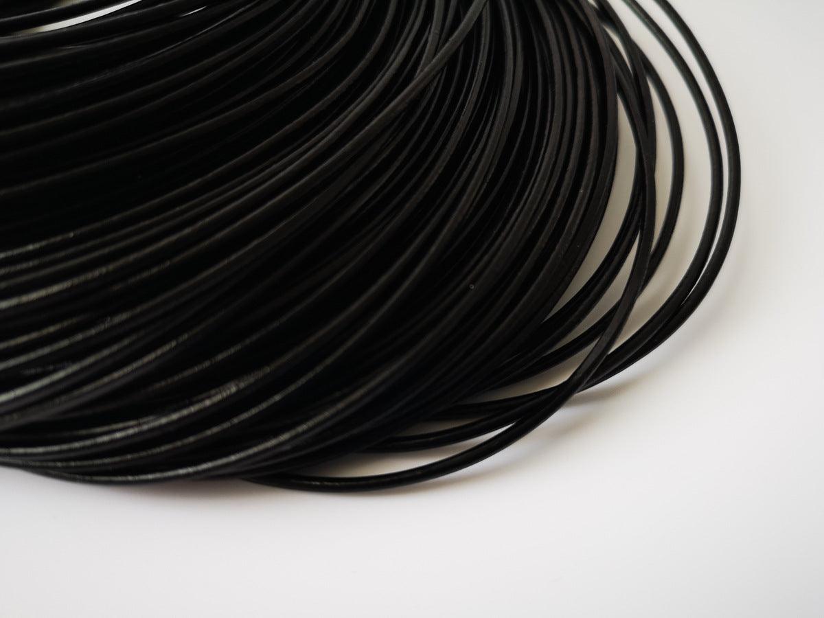 Black Real Leather Round Cord. 1mm, 1.5mm, 2mm, 3mm, 4mm - 2 little bees