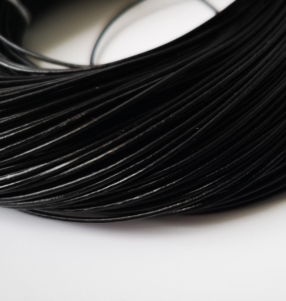 Black Real Leather Round Cord. 1mm, 1.5mm, 2mm, 3mm, 4mm - 2 little bees