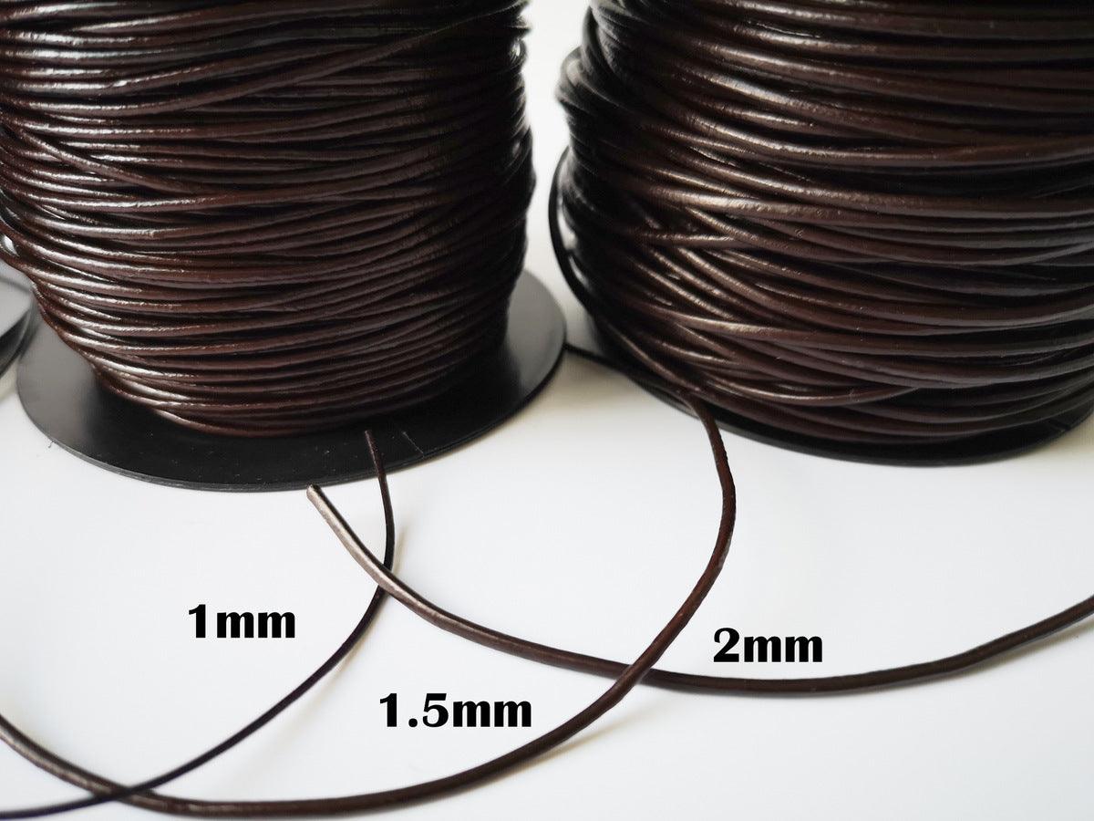 Brown Real Leather Round Cord. 1mm, 1.5mm, 2mm - 2 little bees