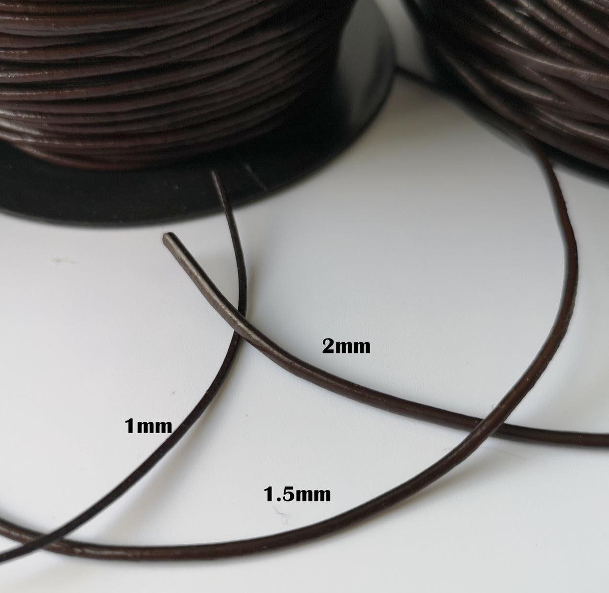 Brown Real Leather Round Cord. 1mm, 1.5mm, 2mm - 2 little bees