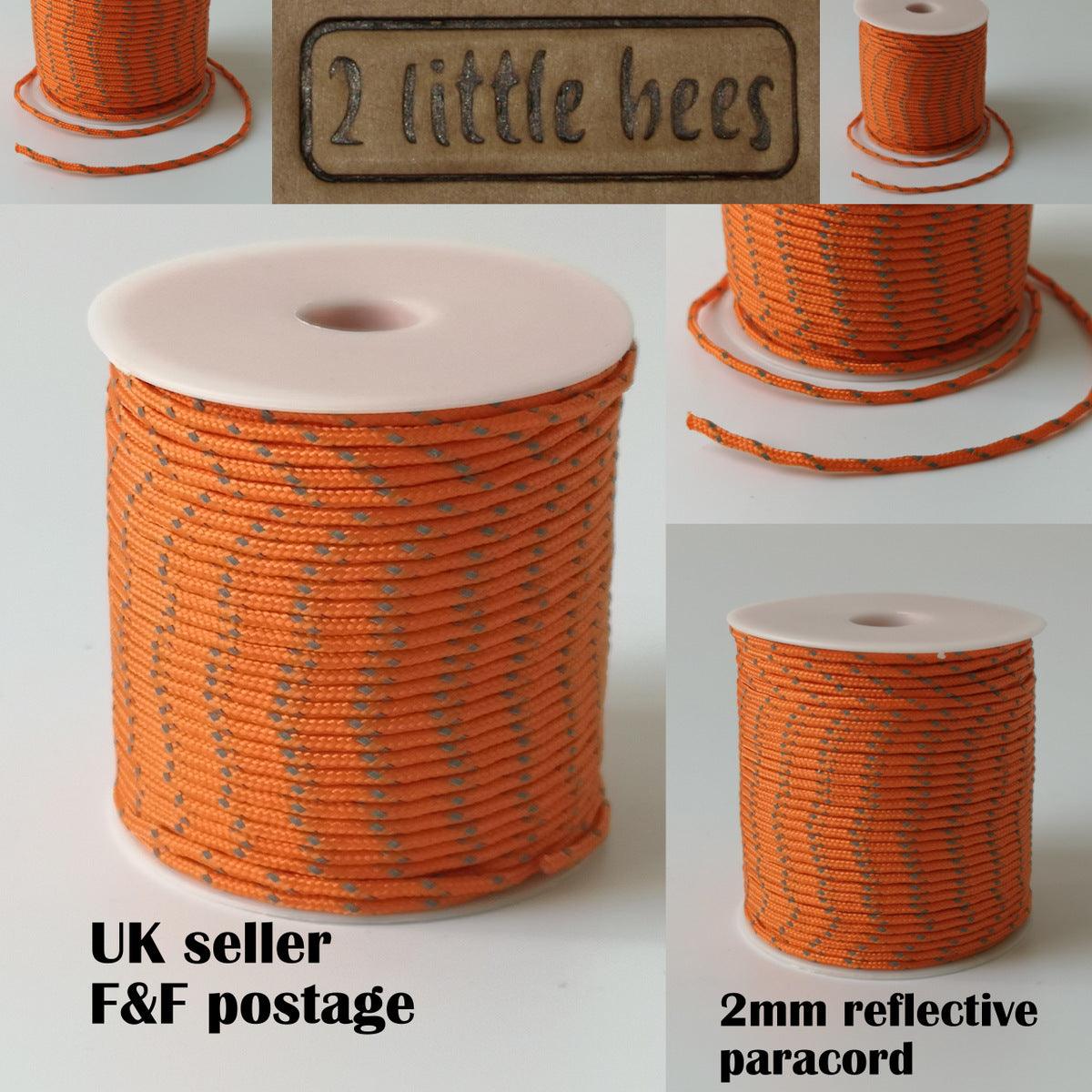2mm strong orange paracord rope with reflective lines