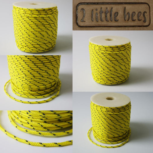 2mm strong yellow paracord rope with reflective lines