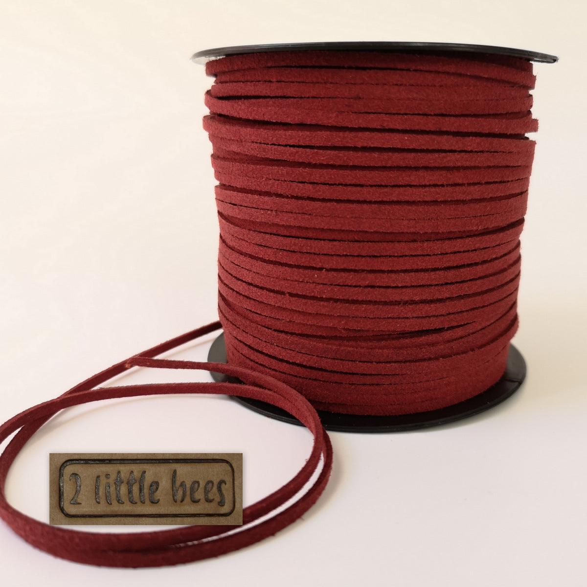 Flat Suede Leather String. Red burgundy. Craft