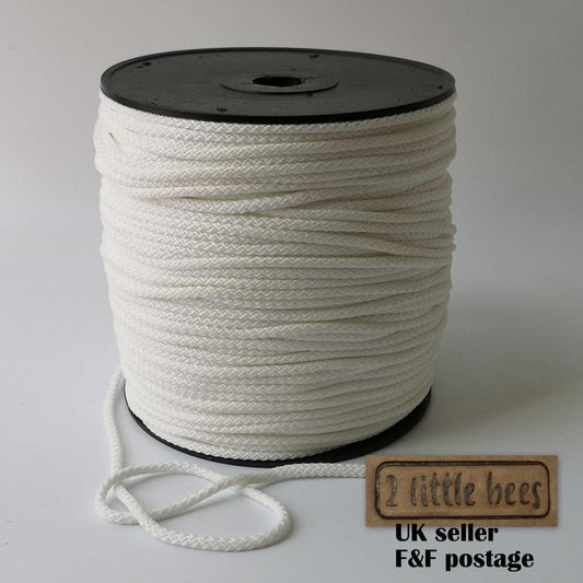 5 mm  strong  white knitted cord Drawstring, String & Tying Rope