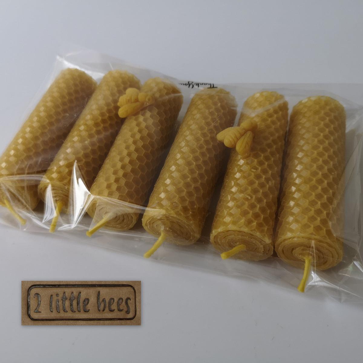 Rolled Beeswax Candles - 2 little bees