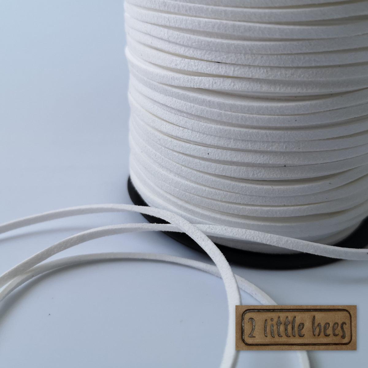 3mm white flat suede leather cord