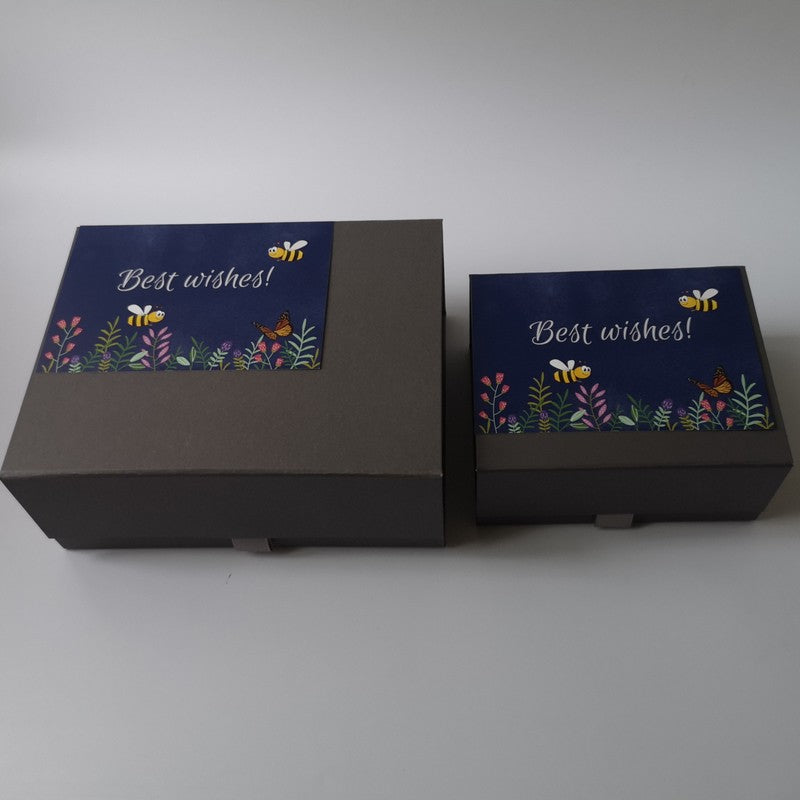 Grey magnetic gift boxes. Small & Medium. - 2 little bees