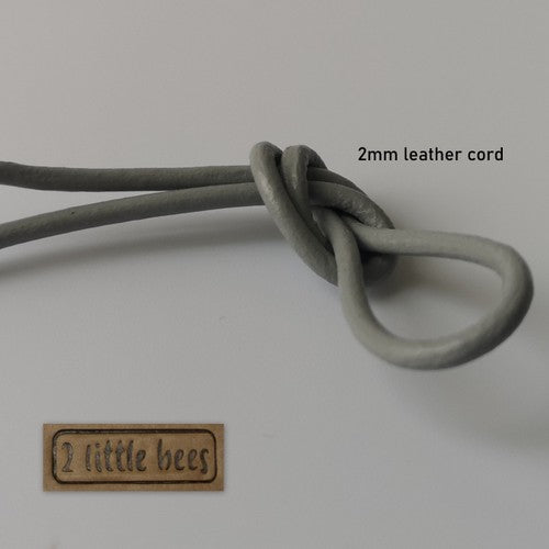 Grey Real Leather Round Cord. 1mm, 2mm - 2 little bees
