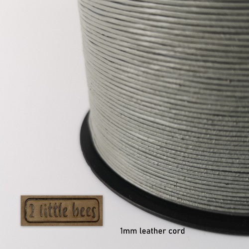Grey Real Leather Round Cord. 1mm, 2mm - 2 little bees