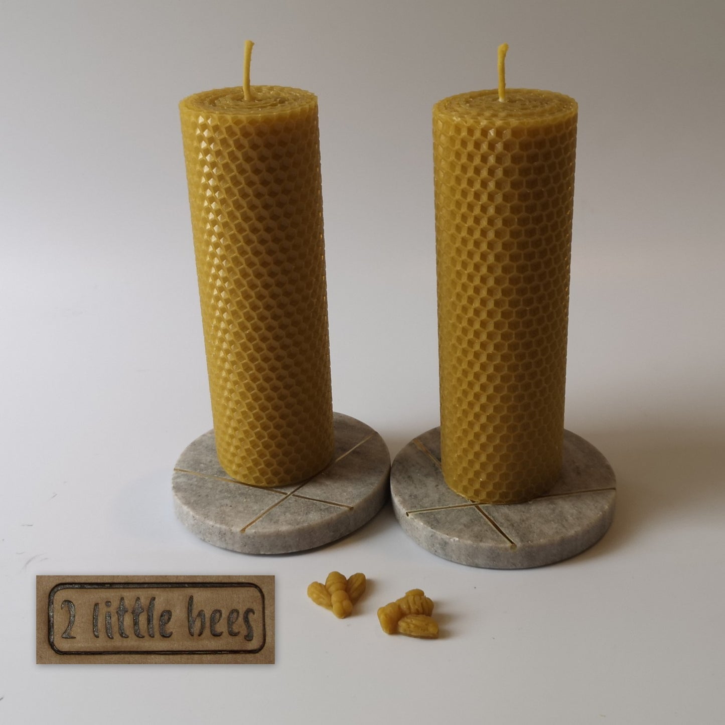 Beeswax candle. Natural product. Stone holders.