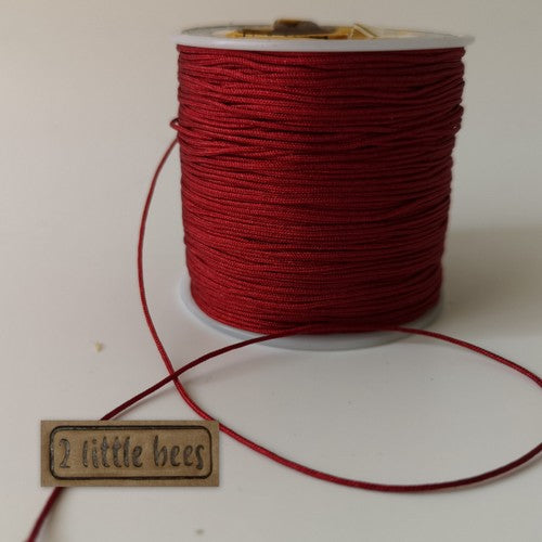 0.8mm Nylon Cord. Burgundy - 2 little bees