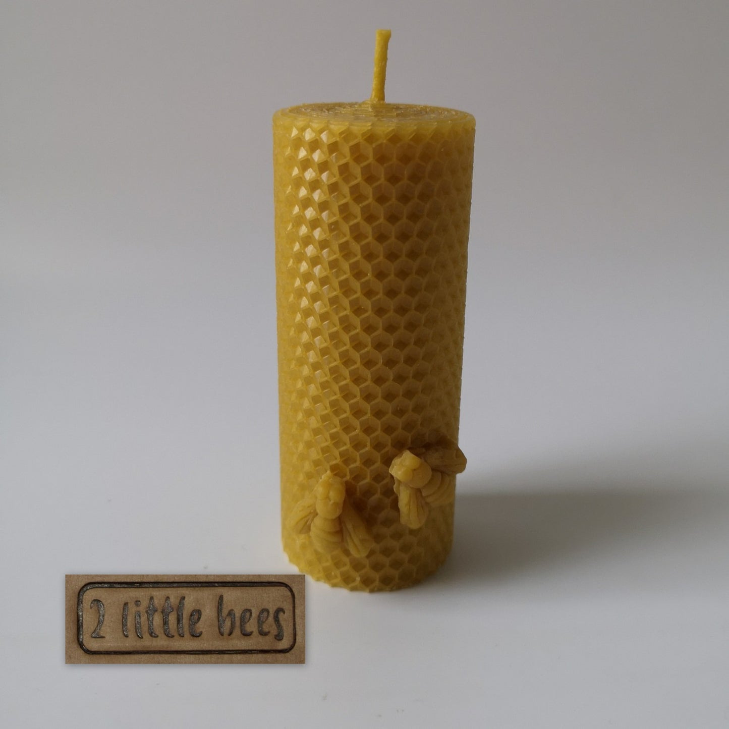 Beeswax candle. Soap flowers. Magnetic gift box. - 2 little bees