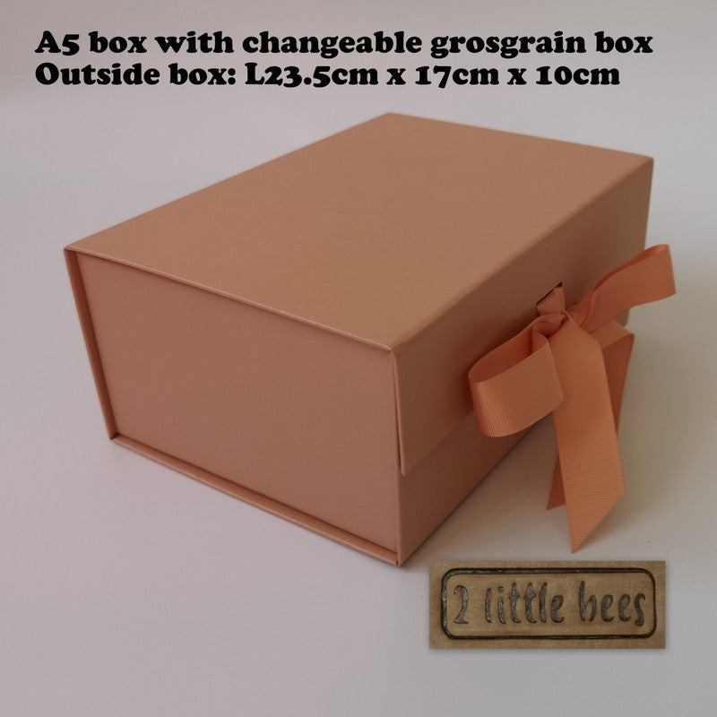 Rose gold gift box with ribbon. A5 size - 2 little bees