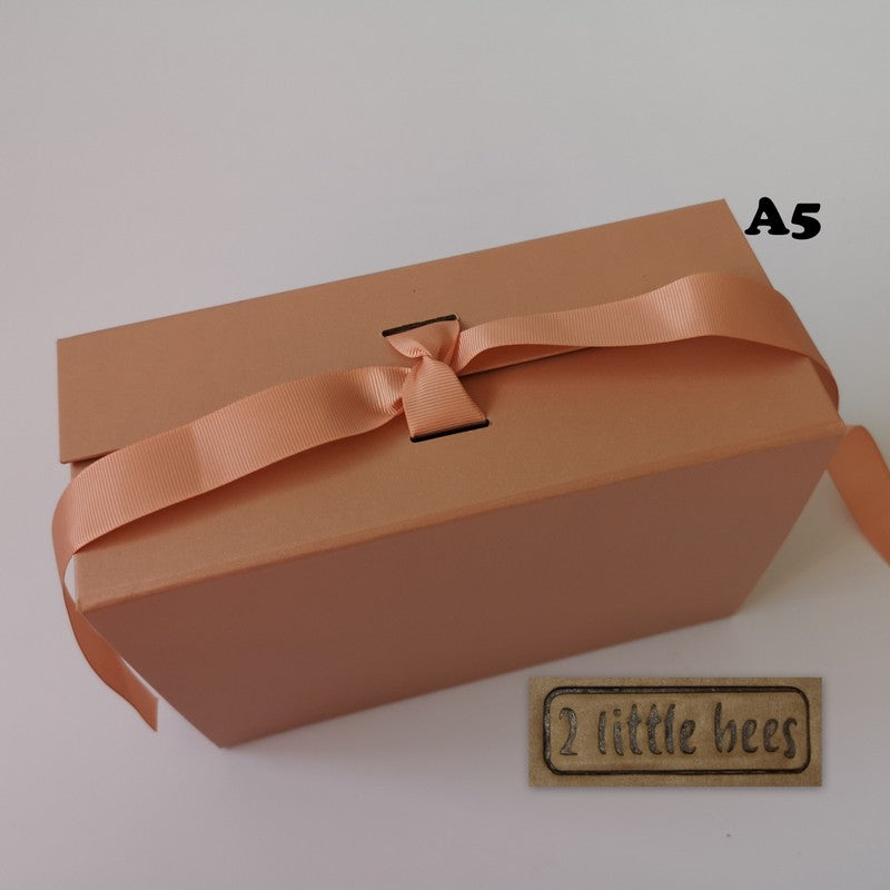 Rose gold gift box with ribbon. A5 size - 2 little bees