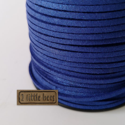 Glitter Flat Suede Leather String. Blue - 2 little bees