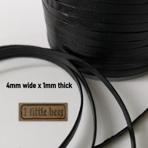 Flat black leather cord